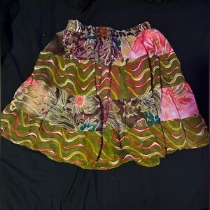 Floral Patchwork Skirt - Multicolor